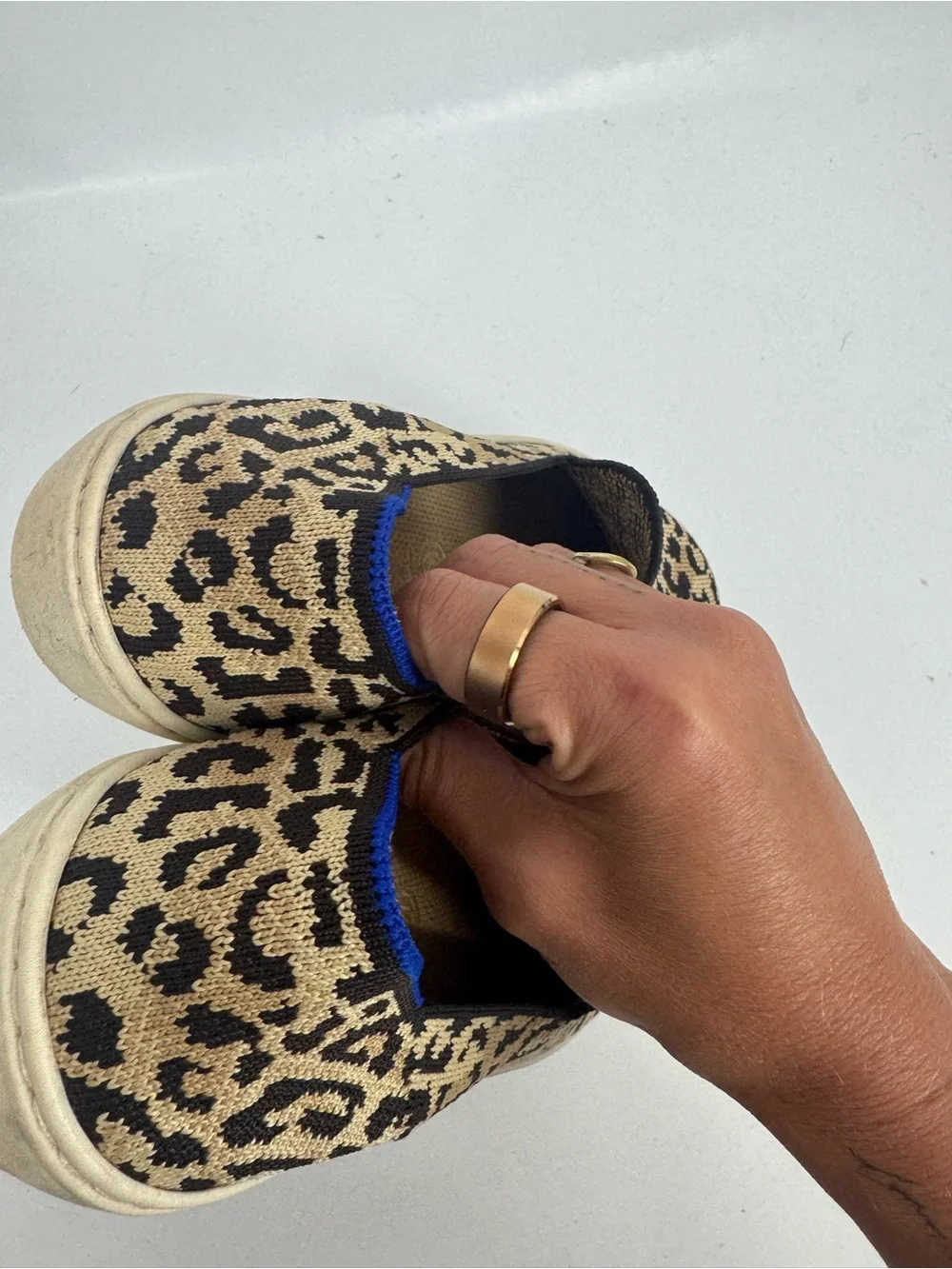 Rothy's The Sneaker Camo Cat Leopard Print Slip on Shoes Animal Brown Size 6.5